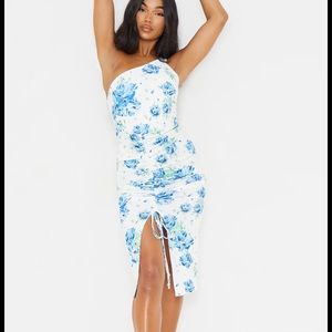 One shoulder floral midi dress w/ tags